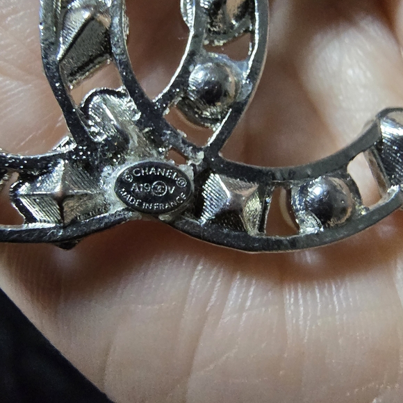 High-end Upcycled charm stamped on the back Silver Necklace with Pearl Accents - Picture 2 of 3